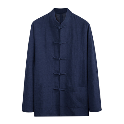 复古风棉麻男装中式长袖衬衫