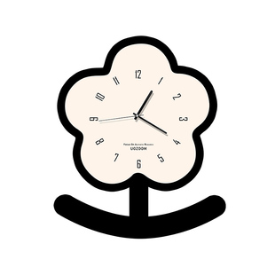 创意摇摇花朵摆台式时钟木质桌面卧室客厅摆件高颜值小钟表摆放式