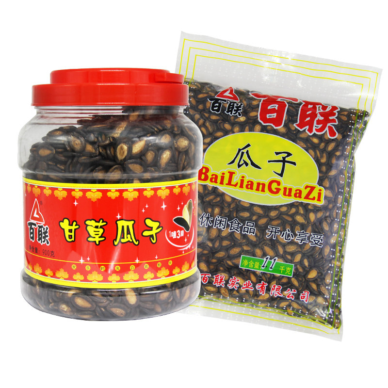 百联瓜子甘草口味西瓜子袋装罐装黑瓜子大片散装炒货零食年货咸味