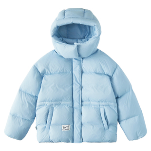 棵初2025年冬季新款亲子中大女童连帽羽绒服三防面料蓬松保暖外套