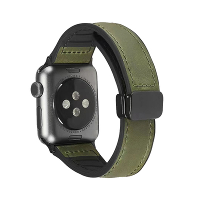 细版疯马皮真皮磁吸扣表带