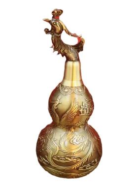 黄铜双凤招财葫芦摆件装饰品礼品