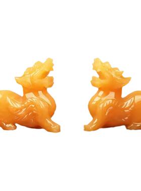 黄玉貔貅玉摆件一对乔迁开业礼品