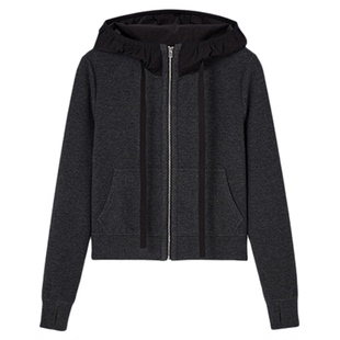 H·GENTEEL荷高2026春新款深灰色松弛感韩版休闲连帽拉链上衣卫衣