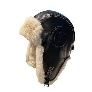 秋冬季加厚雷锋帽男户外滑雪防寒PU皮质护耳帽加绒保暖飞行帽子女