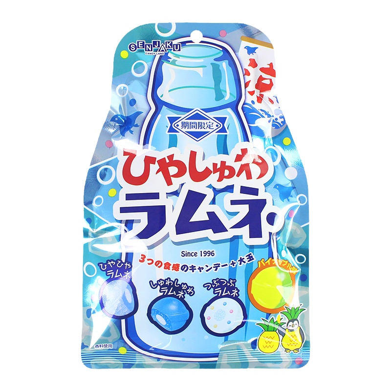 日本進(jìn)口什錦糖果 扇雀飴 冷凍感波子檸檬汽水瓶型袋裝零食71g