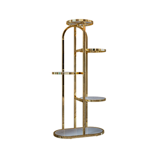 轻奢高端钛金色304不锈钢花架多层客厅阳台落地花盆栽置物架花几