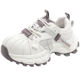 千百度厚底老爹鞋女款2026春季新款百搭增高贝壳子女鞋休闲运动鞋