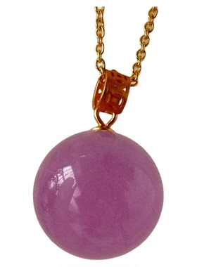 收藏级纯天然紫锂辉圆珠吊坠