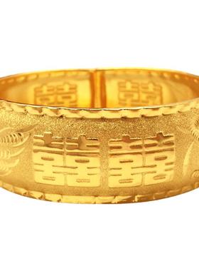 20mm多款薄软龙凤手镯婚嫁三金首饰结婚镀金镯子沙金龙凤手镯一对