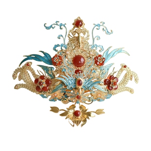 清月鹿鸣原创【凤羽落金】古风婚嫁凤冠明制发冠中式婚礼新娘头饰