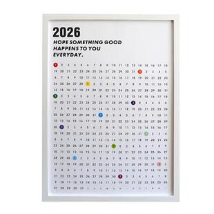 2026年365天可以扣日历装饰画挂画简约打卡挂钩自律计时ins风家用挂历创意可撕实木相框全年一张黑白时间流逝