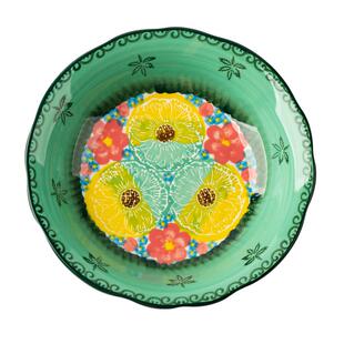 绿影盘子家用菜盘陶瓷深盘饺子盘复古餐具高颜值餐盘水果盘圆盘