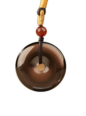 吉照堂天然冰种黑曜石吊坠平安扣