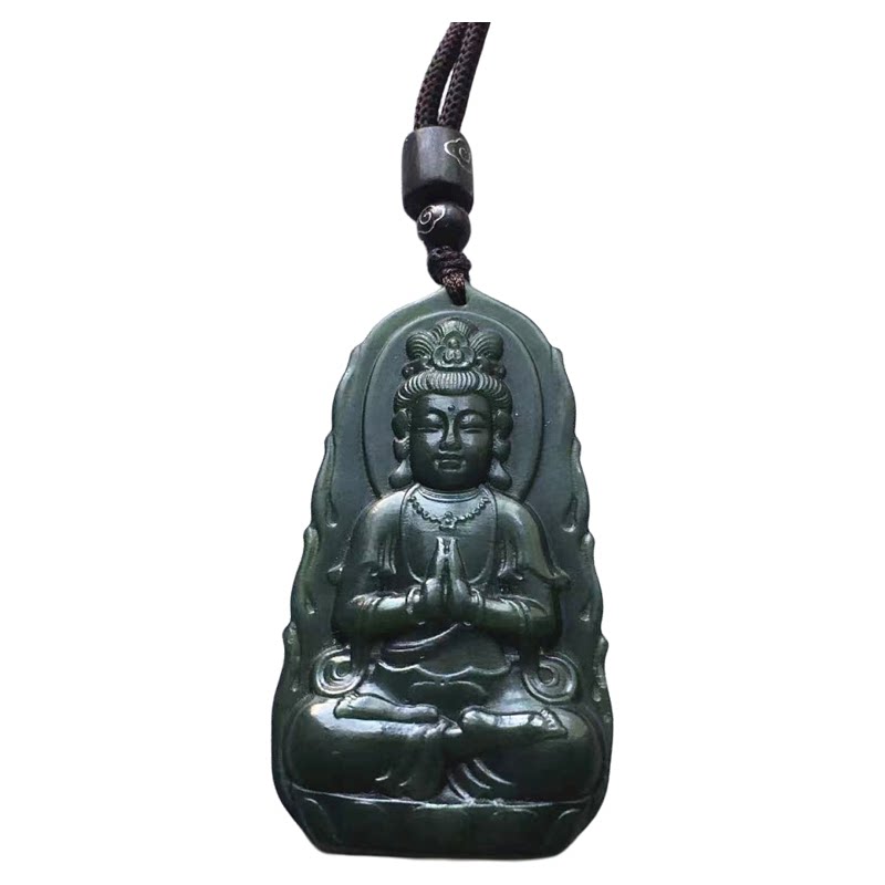 天然和田青玉观音吊坠福运顺遂