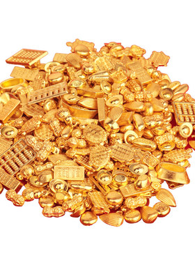 创意迷你仿真合金吉祥物十全十美小元宝金砖金豆如意米金豆聚宝盆