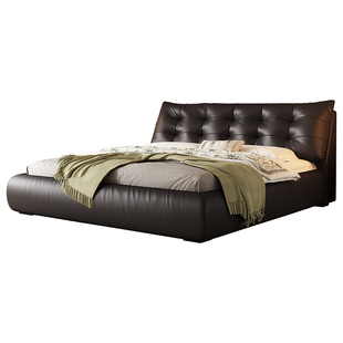 格调宣言意式轻奢头层牛皮床主卧真皮床现代简约2025新款储物大床