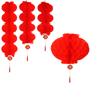 春节小红灯笼树上挂饰室内户外布置新年元旦装饰防水防晒灯笼连串