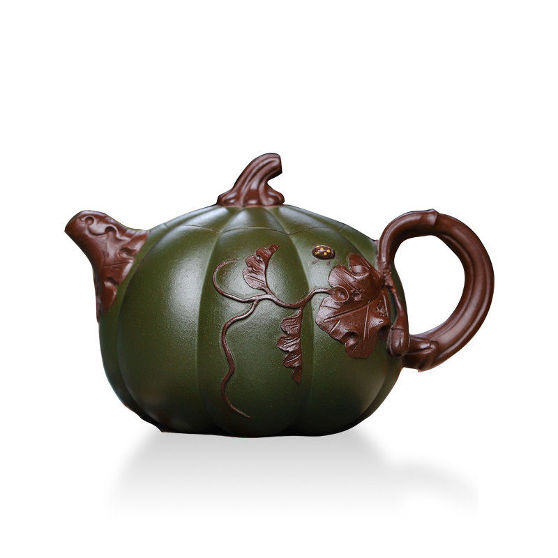 南瓜壶全手工紫砂墨绿泥功夫茶具