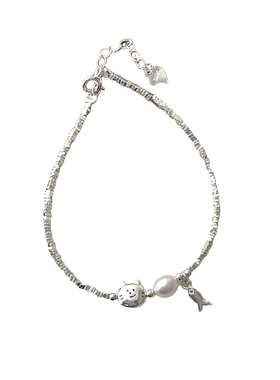 s925银小猫锦鲤碎银手链女2025年新款轻奢小众精致手串闺蜜手饰