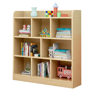 实木书架儿童书柜置物架学生书柜家用客厅落地组合格子柜储物矮柜