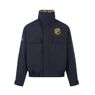 美式复古设计感短装豹纹翻领夹克棉衣男女冬季工装加厚宽松棉服潮