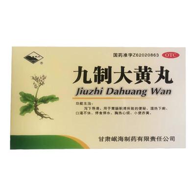 岷州九制大黄丸6g*9袋/盒湿热胸热心烦口渴不休胃肠积滞泻下便秘