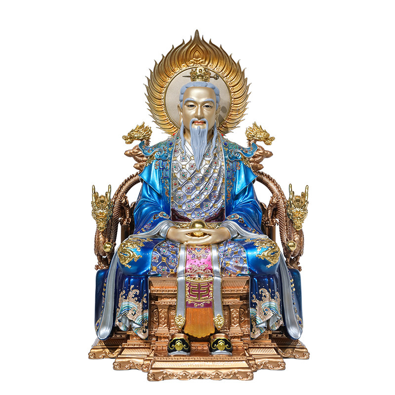黄铜失蜡法八卦三清道祖供奉摆件
