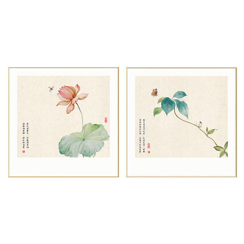 民俗花卉新中式客厅餐厅玄关挂画
