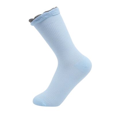 袜子女中筒袜芭蕾风双色袜口堆堆袜JK小腿袜韩版学院风撞色短袜