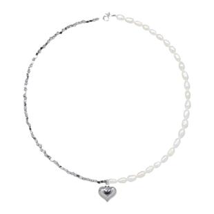 [马君妍同款] AWE碎银子珍珠拼接爱心项链送女友情侣碎银子锁骨链
