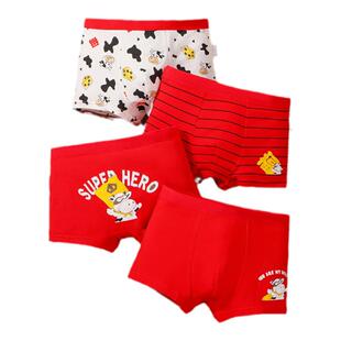 儿童红色内裤男童本命年纯棉短裤中大童男孩宝宝虎年平角裤三角