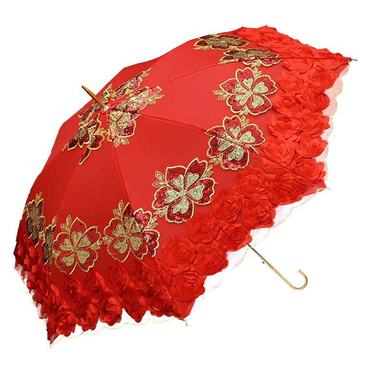 禾絮红色防雨新娘伞自动雨伞出嫁