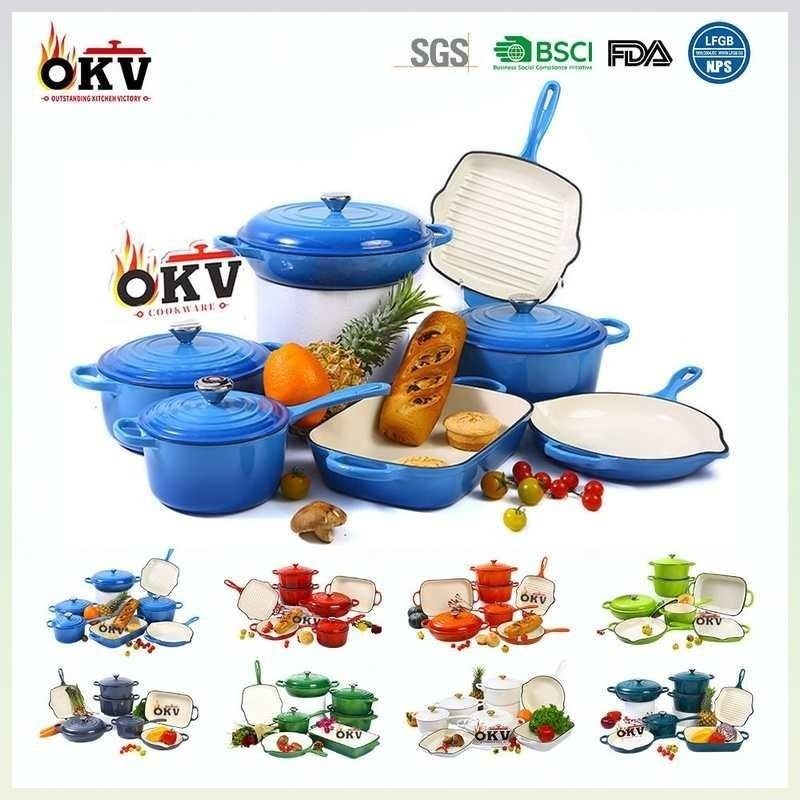 珐琅锅铸铁锅家用汤锅炖锅煎锅平底锅烹饪锅无涂层不粘锅锅具套装