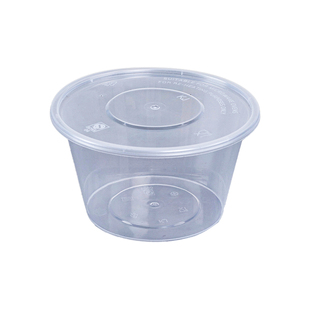 一次性饭盒打包盒商用圆形1000型加厚外卖餐盒塑料碗快餐带盖汤碗