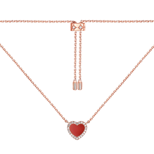 【新年礼物】APM MONACO周雨彤同款红色爱心毛衣项链女轻奢小众