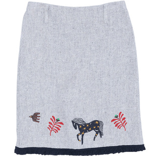 fafamoon设计师品牌2025夏季新品刺绣直筒裙短裙百搭童趣半身裙