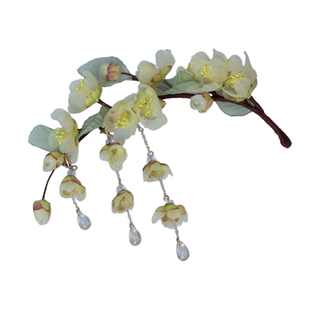 十二花神黄色腊梅花古风汉服烫花流苏发夹女头花头饰发饰2025新款