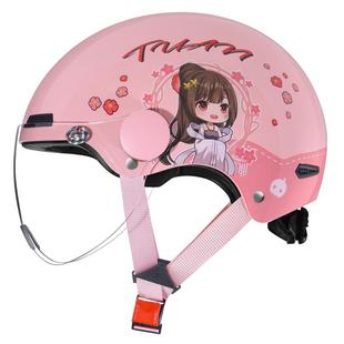 电动车头盔新国标3C认证夏季半盔可爱动漫亲子款电瓶车四季安全帽