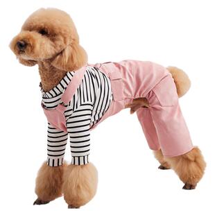 吉多熊家宠物灯芯绒背带裤衣服粉色条绒秋冬巨贵秋田柴犬雪纳瑞