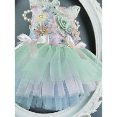 私宠手作荷绿宠物狗衣服礼服猫婚纱比熊泰迪博美狗狗裙子春秋薄款