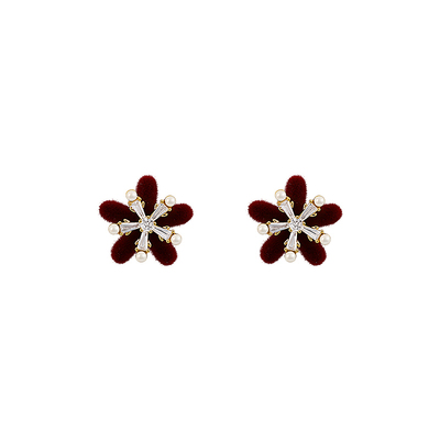 丝绒雪花耳环高级感小众独特漂亮