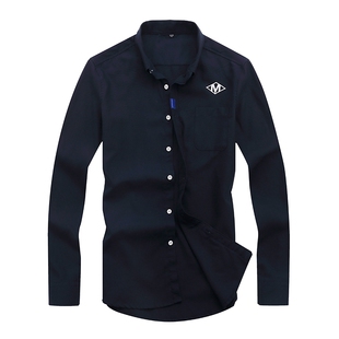 余文乐同款肥佬胖子大码长袖衬衫男秋装加肥加大宽松牛津纺衬衣潮