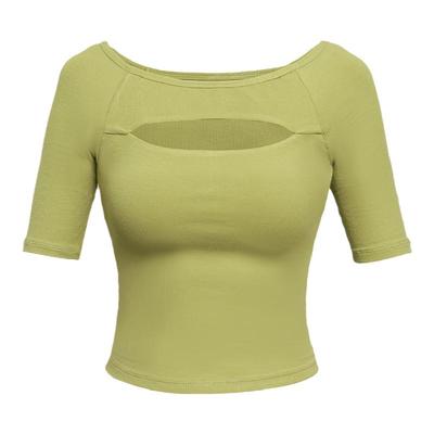 alpha中袖女露锁骨显胸显运动T恤