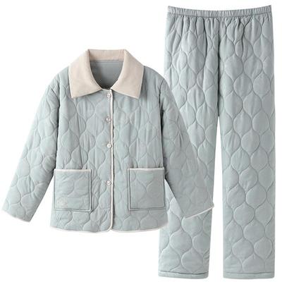 睡衣女士冬季夹棉加厚家居服