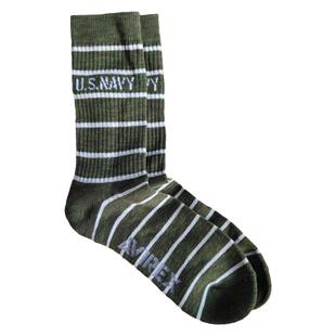 外贸出口美国订单男士运动秋冬毛巾袜中长筒保暖吸汗绿色条纹