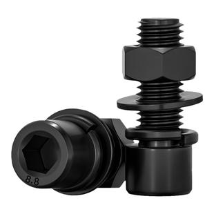 套装黑色8.8级杯头内六角螺丝钉螺母平弹垫螺栓M3M4M5M6M8M10-M24