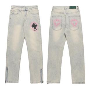 梁拌泡菜 LBPC美式幽灵黄泥牛仔裤女设计感高街vibe裤子街头风