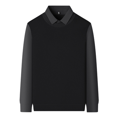 罗蒙冬季假两件男士商务休闲毛衣