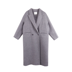 Jane express/简表达羊毛格雷系静奢风长款大衣毛呢外套DDY53004